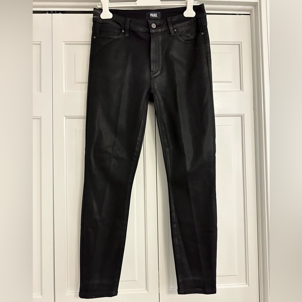 Paige Coated Black Skinny Jeans Hoxton Ankle sz 30